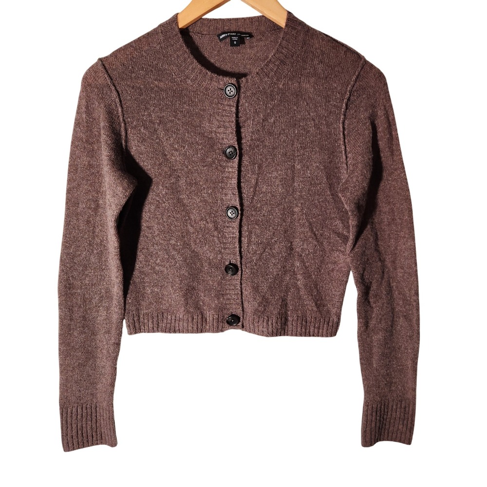 James Perse Boxy Cashmere Cardigan Women's 0 XS Brown Cropped